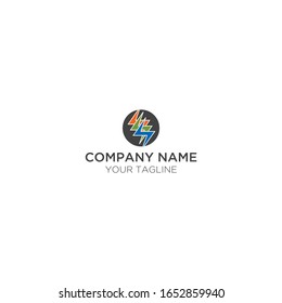 minimalist flat logo lightning and energy