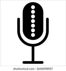 Ícone de microfone plano minimalista definido em estilo de contorno, formato EPS 10 vetorial. Inclui vários designs de microfone para podcasting, gravação de áudio, radiodifusão e ilustrações da interface do usuário.