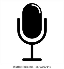 Ícone de microfone plano minimalista definido em estilo de contorno, formato EPS 10 vetorial. Inclui vários designs de microfone para podcasting, gravação de áudio, radiodifusão e ilustrações da interface do usuário.