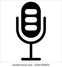 Ícone de microfone plano minimalista definido em estilo de contorno, formato EPS 10 vetorial. Inclui vários designs de microfone para podcasting, gravação de áudio, radiodifusão e ilustrações da interface do usuário.