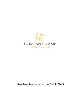 the minimalist flat monoline logo the sunset