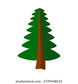 Minimalist Flat Pine Tree Illustration Isolated on White Background