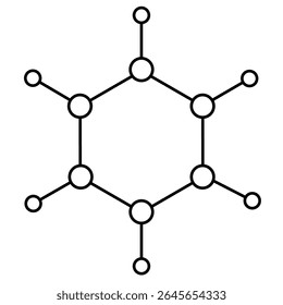 Ícone de polímero plano minimalista em estilo de contorno, vetor EPS 10. Símbolo de estrutura química abstrata representando moléculas de polímero, ideal para pesquisa científica, educacional, indústria química e