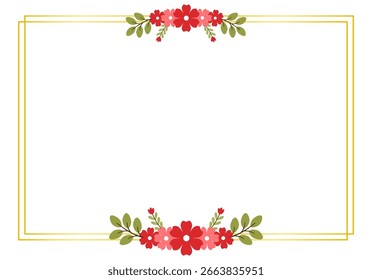 Marco floral rojo plano minimalista para invitaciones de Boda Guardar, tarjetas RSVP y las Plantillas de fecha