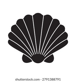 Minimalist Flat Scallop Shell Icon for Beach and Nature

