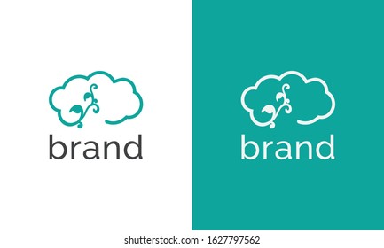 Minimalist flat Sky vine logo. This logo icon incorporate with cloud and vine in the creative way.
