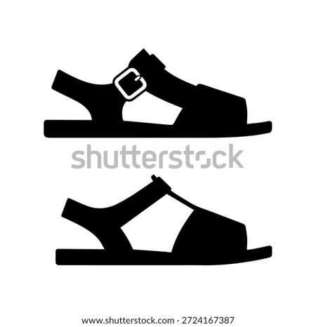 Minimalist Flat Sole Summer Sandals Silhouettes Featuring Practical Buckle Straps and Comfortable Footwear Designs for Outdoor Activities