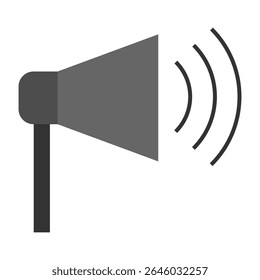 Ícone de alto-falante plano minimalista em estilo de contorno, formato EPS 10 vetorial. Representa som, saída de áudio ou controle de volume. Símbolo de som de áudio para multimídia, controle de volume e design de interface do usuário.