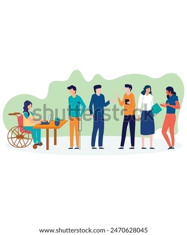 Minimalist Flat Style Art Of 6 Corporate People In Diversified Workplace Setting Showing Diversity Inclusion And Equality