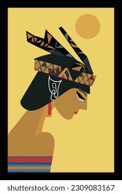 ilustración vectorial de estilo plano minimalista de retrato de cleopatra art deco. 