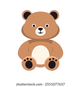 Ilustración minimalista del oso de Vector plano sobre fondo blanco, diseño estilizado simple, caricaturesco, Colores audaces, estética limpia