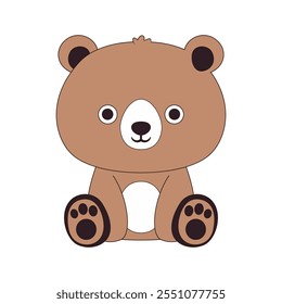 Ilustración minimalista del oso de Vector plano sobre fondo blanco, diseño estilizado simple, caricaturesco, Colores audaces, estética limpia