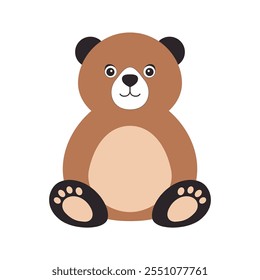 Ilustración minimalista del oso de Vector plano sobre fondo blanco, diseño estilizado simple, caricaturesco, Colores audaces, estética limpia