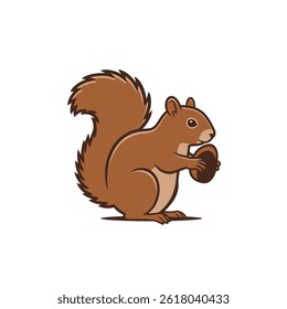 Minimalist Flat Vector Beaver Illustration on White Background, Simple Stylized Design, Bold Colors, Clean Aesthetic