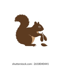 Minimalist Flat Vector Beaver Illustration on White Background, Simple Stylized Design, Bold Colors, Clean Aesthetic