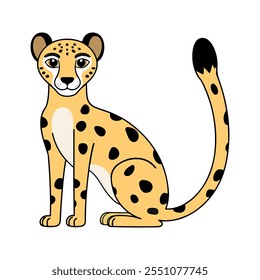 Minimalist Flat Vector Cheetah Illustration on White Background, Simple Stylized Design, Bold Colors, Clean Aesthetic