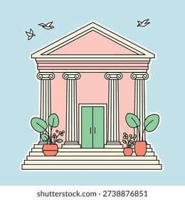 Minimalist Flat Vector Courthouse Illustration