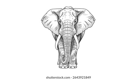 Design de vetor plano minimalista de cabeça de elefante africano com tostas longas de marfim