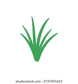 Minimalist Flat Vector of Grass Clump with Curved Green Blades on White Background