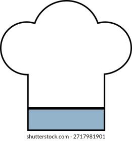 Icono de Vector plano minimalista de un sombrero de chef blanco clásico (toque). Perfecto para representar artes culinarias, clases de cocina, marca de restaurantes, recetas de alimentos, panaderías y servicios profesionales de cocina. Ideal para blogs de alimentos, diseños de menús e interfaces de App de cocina.