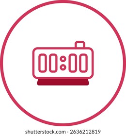 Design minimalista de ícone de vetor plano de um relógio digital com 00:00 hora dentro de um círculo