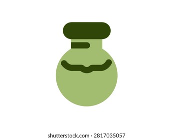 Minimalist flat vector icon of a laboratory round bottom boiling flask