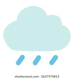 Minimalist flat vector icon of a rain cloud. Simple, elegant design ideal for weather apps, forecast UI, educational materials, infographics, and digital or print weather-themed content.