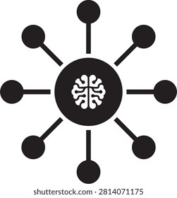 Minimalist flat vector icon representing artificial intelligence brain network connection concept