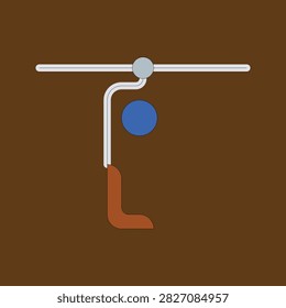 A minimalist flat vector icon representing a ski lift chair suspended on a cable against a solid brown background.