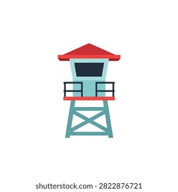 Minimalist Flat Vector Illustration of a Beach Lifeguard Tower for Ocean Safety and Summer Vacation