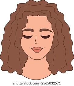 Minimalist Flat Vector Illustration of a Calm Woman's Face