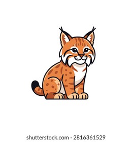 A minimalist flat vector illustration of a cute bobcat.