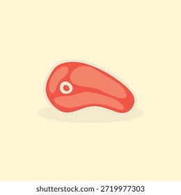 Minimalist flat vector illustration of a fresh raw meat steak or ham slice isolated on plain background
