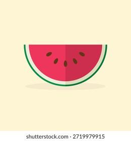 Ilustración vectorial plana minimalista de una fruta fresca de sandía en rodajas aislada sobre fondo claro