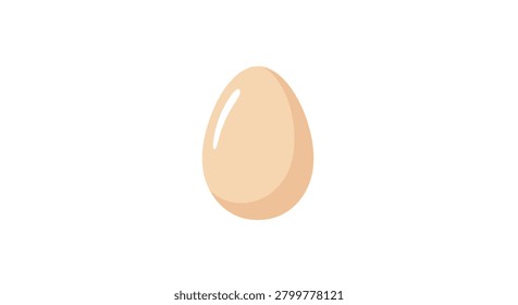 Minimalist flat vector illustration of a fresh brown egg, ideal for cooking, grocery, organic farm, and healthy breakfast themed designs.