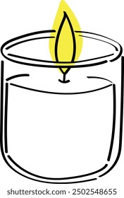  Minimalist Flat Vector Illustration of a Lit Candle in a Glass Holder