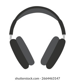 Ilustración vectorial plana minimalista de modernos auriculares inalámbricos sobre la oreja en colores oscuros