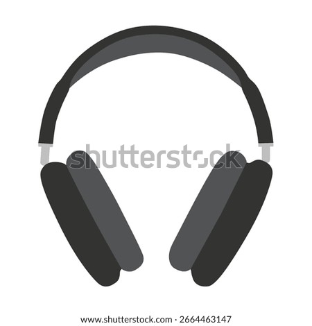 Minimalist flat vector illustration of modern over-ear wireless headphones in dark colors