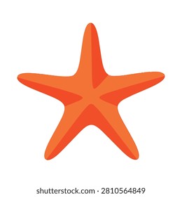 Minimalist Flat Vector Illustration of an Orange Starfish Isolated on White Background for Summer