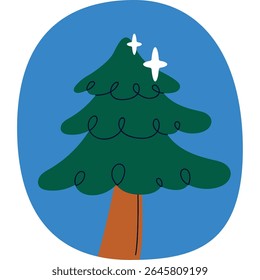 Minimalist Flat Vector Illustration of a Pine Tree in Nature