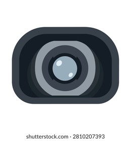 Minimalist flat vector illustration of a professional camera lens optic with reflection on white background