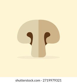 Ilustración vectorial plana minimalista de un champiñón en rodajas aislado sobre fondo beige claro