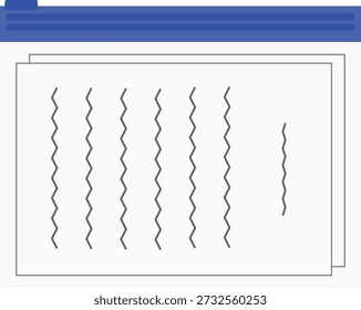 A minimalist flat vector illustration of a transparent plastic zip-lock document pouch or "plastic map" containing several sheets of white paper with squiggly lines representing text.