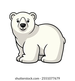 Minimalistische flache Vektor-Polarbär-Illustration auf weißem Hintergrund, einfaches stilisiertes Design, kräftige weiße Farbe, saubere Ästhetik