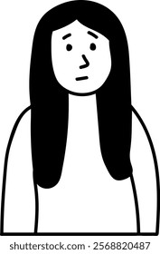 Minimalist Flat Vector Portrait of a Thoughtful Woman
