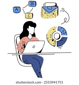 Minimalist flat vector of professionals engaged in a Brainstorming Session, ideal for presentations, business strategies, and startups