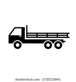 Minimalist Flatbed Truck Transporting Concept Line Art Drawing Style Icon
