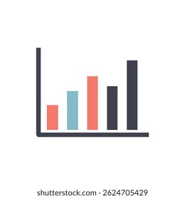 Un gráfico de barras minimalista de estilo plano que ilustra el crecimiento. Las barras crecientes con un telón de fondo negro enfatizan la progresión y las tendencias ascendentes.