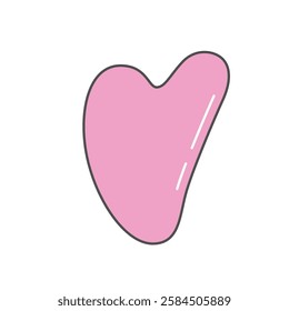 A minimalist, flat-style illustration of a pink gua sha tool used for facial massage and skincare routines.