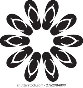 Minimalist Flip Flop Circle Icon Summer Sandal Pattern Clean Beach Style Design